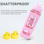 Kawaii Water Bottle with Straw and Sticker (Assorted Color)