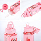 Kawaii Water Bottle with Straw and Sticker (Assorted Color)