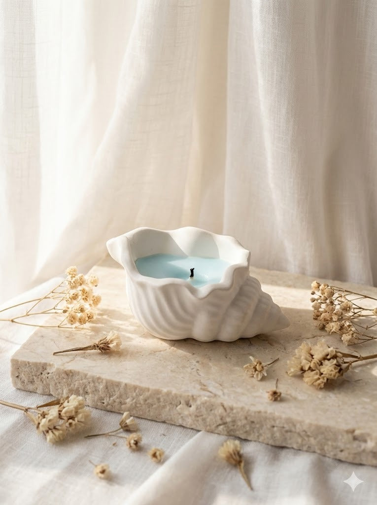 Artisan Ocean Shell Candle | Turquoise Mist